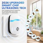 Ultrasonic Pest Indoor Repeller, Repellent for Mouse, Rats, Roaches, Spiders, Ants, Bugs, Plug-in Control Device, Silent Home (6 Pack) - Image 2