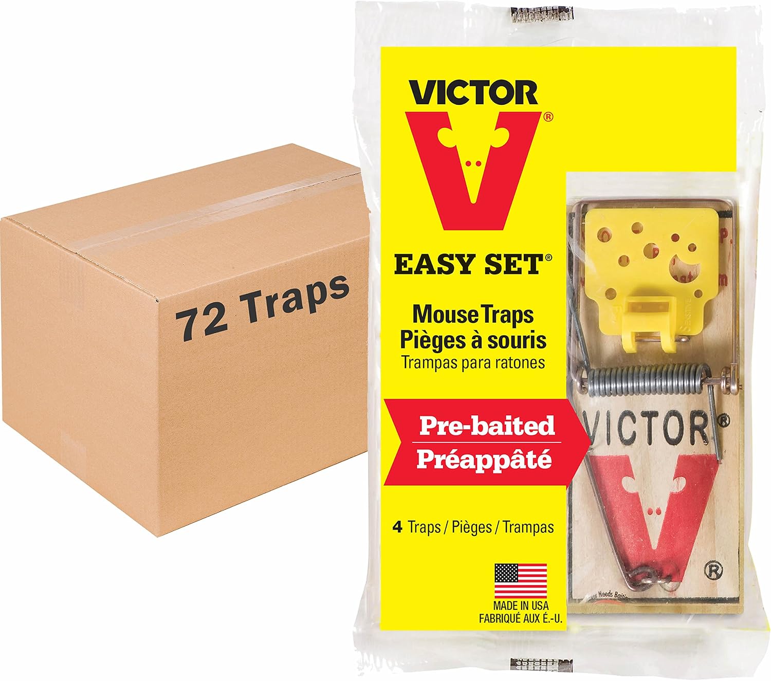 Victor Easy Set Mouse Trap - 18 Pack (72 Total Victor Easy Set Mouse Trap - 18 Pack (72 Total Traps) - Image 1