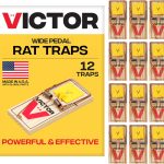 Victor Wide Pedal Snap Rat Traps, 12-Pack, FSC Certified Wood